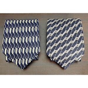 DONALD TRUMP Arrow‎ Tie 100% Silk Blue Black Geometric Print Lot of 2